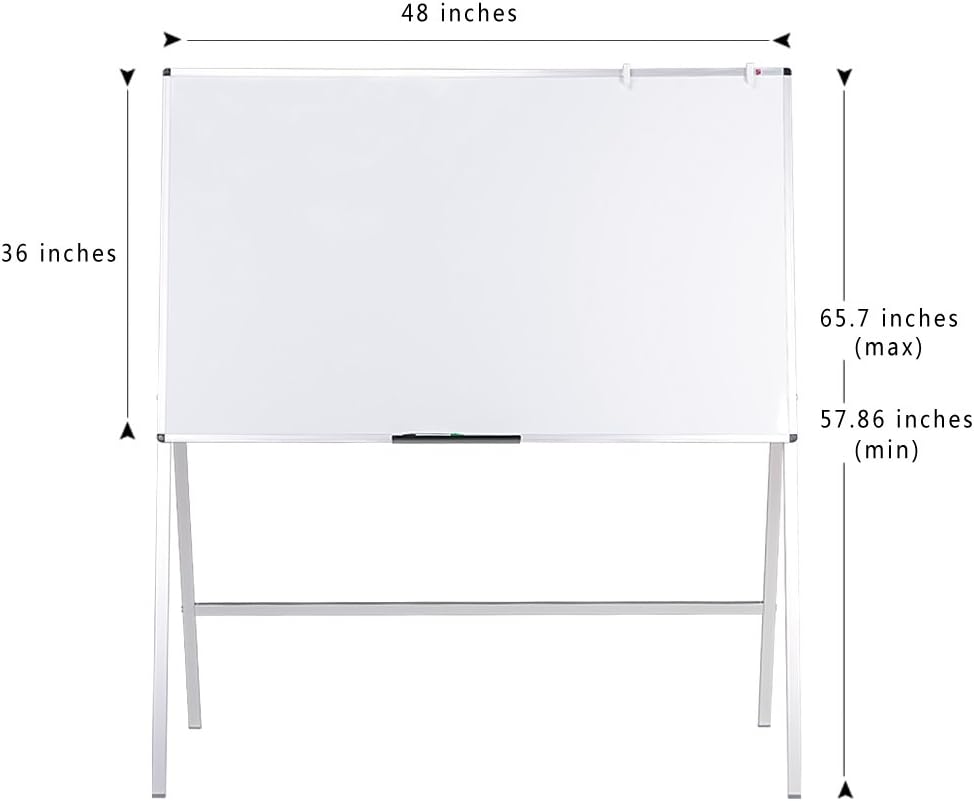VIZ-PRO Melamine H-Stand Whiteboard/Adjustable Dry Erase Easel,24 x 36 Inches