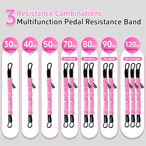 Pink Adjustable Pedal Resistance Band Handle 30/40/50LB Yoga Foot Puller