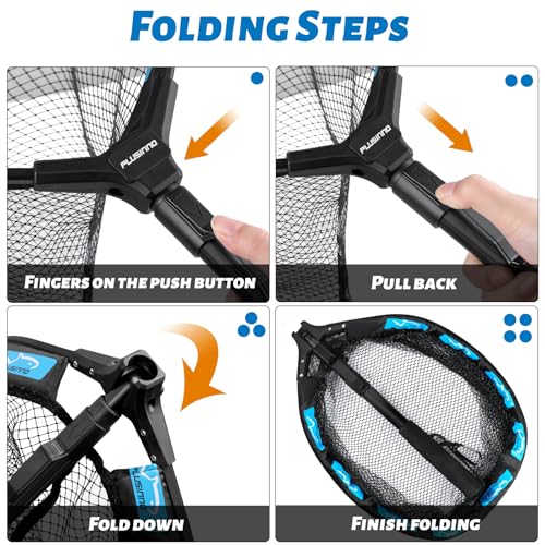 Floating Fishing Net with Telescopic Handle 11.8 inch Hoop - Blue Extendable