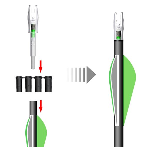 CosiComu 6PCS G Lighted Nocks for Arrows with .165 .204 .233 .244 .246 Inside Diameter with X, H, S, GT Bushings LED Light up Knocks (Green)