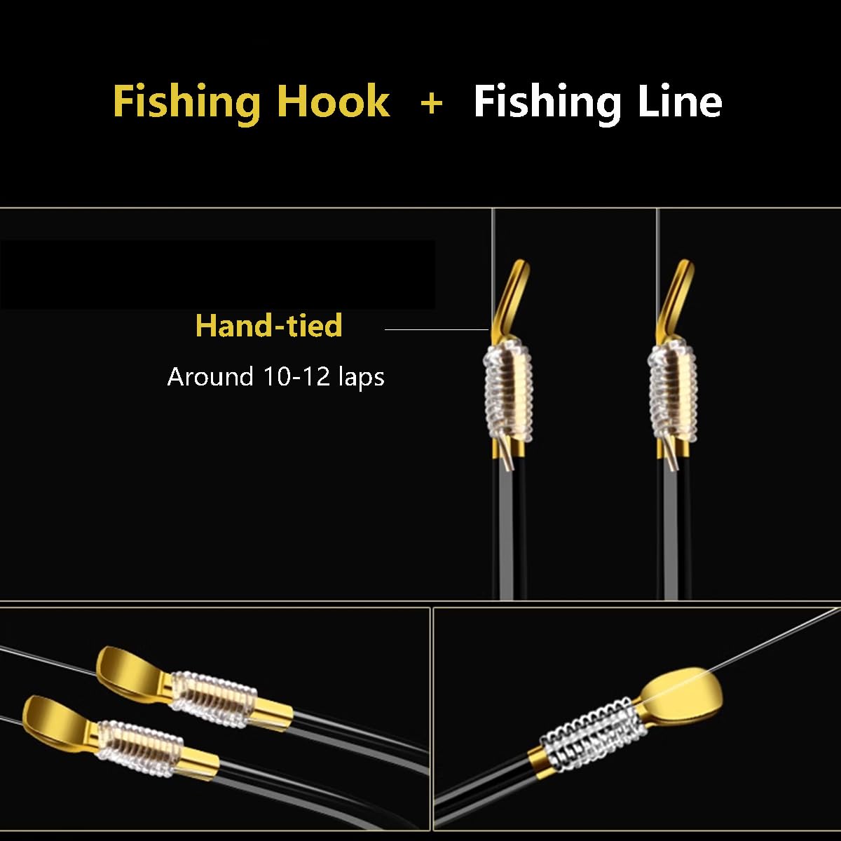 AMHDV Small Barbless Fishing Hook with Line, Tiny Fish Hooks and Leader (Pack of 20) (Black Gold, 20# (0-0.44lb))