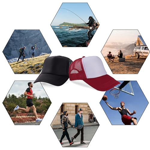 Multicolor Trucker Hats Bulk Pack - Sublimation Blank Mesh Baseball Caps for Men Women