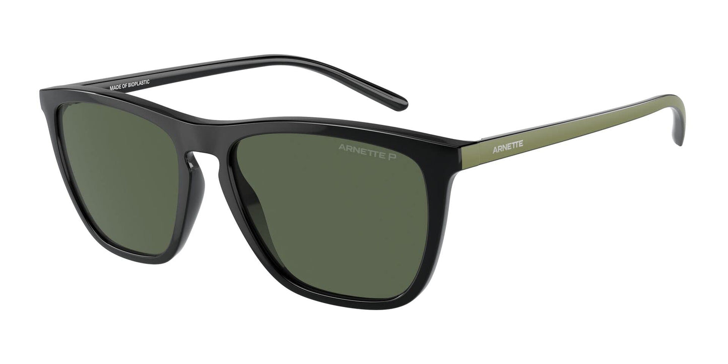 Arnette Men's AN4301 Fry Cat Eye Sunglasses, Black/Polarized Dark Green, 55 mm