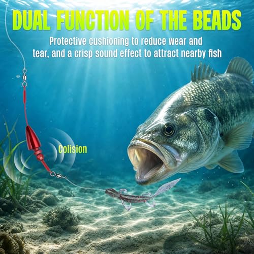 Pre-Rigged Carolina Rig with Beads & Swivels - Saltwater & Freshwater Fishing - Blood / 3/16oz