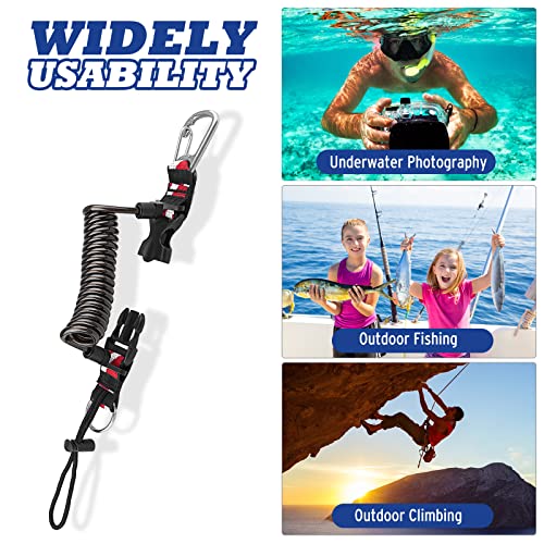 Diving Coiled Lanyard with Quick Release Buckle - Black
