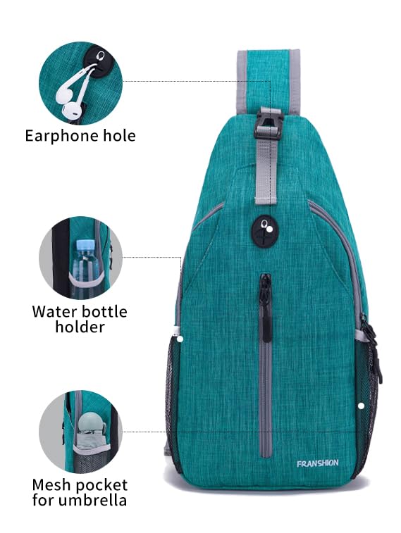 FRANSHION one strap backpack for men，sling bag for women crossbody，hiking ，small backpack，waterproof sling bag(light blue)