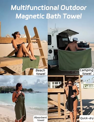 Gray Oversized Magnetic Microfiber Beach Towel - Sand-Resistant Quick-Dry 75x30"