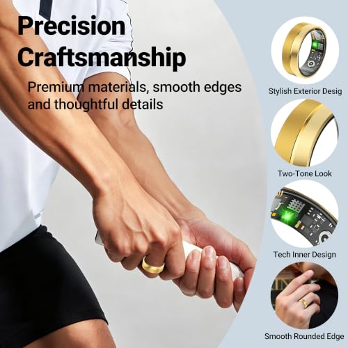 AutrefoisElf Gold Smart Ring for Women & Men 8 - Waterproof Health Tracker