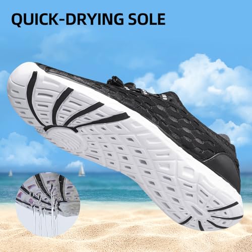 Men's Water Shoes - Quick Dry Beach & Pool Footwear Black 8 - DOUSSPRT