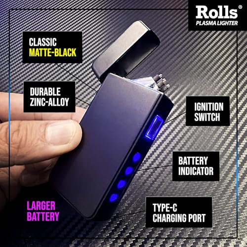 Electric Lighter Rechargeable Matte Black - Windproof USB Flame for Men Gift