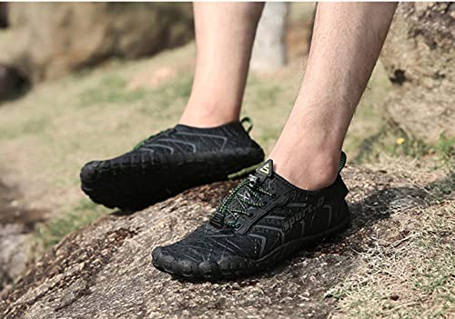 Water Shoes for Men and Women - Quick Dry Barefoot Hiking & Swimming Shoes - Black, 14 Women / 12 Men