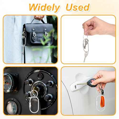 6Pcs Gold Brass Key Rings Screw Lock Key Organizer Metal Carabiner Keychain Clip Making Kit Flat O Split Ring Hooks for Keychains Purse Bag Charms for Handbags (silver)