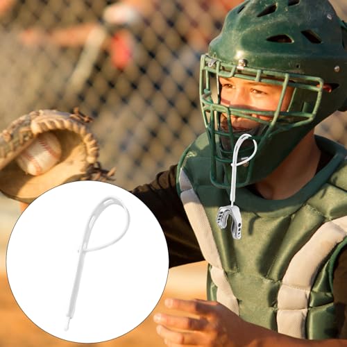 5pcs Rugby Mouth Guard Strap, Football Mouth Piece Tether Only Universal Replacement Strap for Teens Sports Football Rugby Hockey Basketball Boxing for Most Mouthguards Accessories (White)