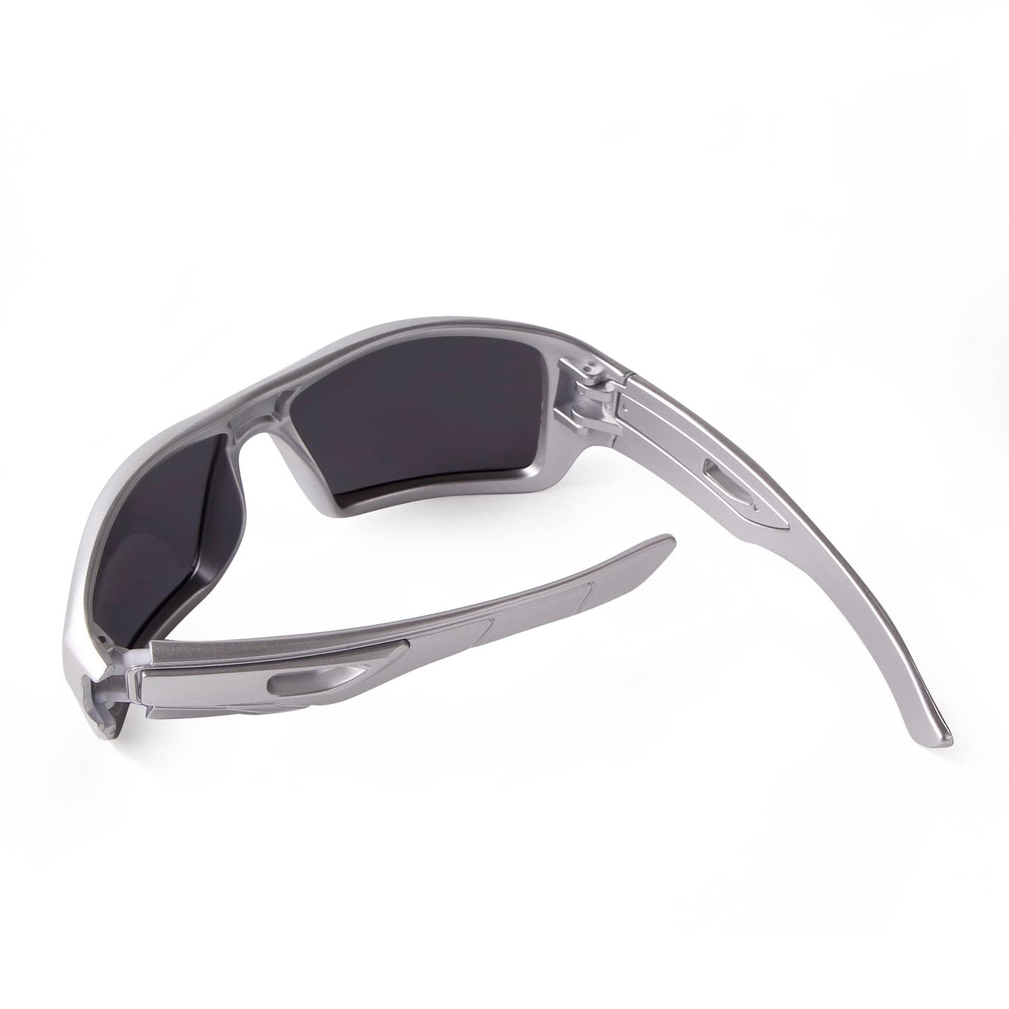 ADE WU Polarized Sports Sunglasses for Men Women, Trendy Rectangle Sunglasses Mens Designer Eyewear (Silver/Grey)