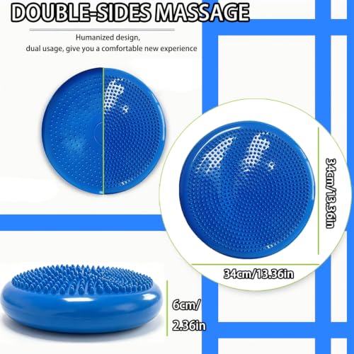 Wobble Cushion Balance Disc with Pump - Non-Toxic Anti-Slip Seat for Focus & Core Exercise