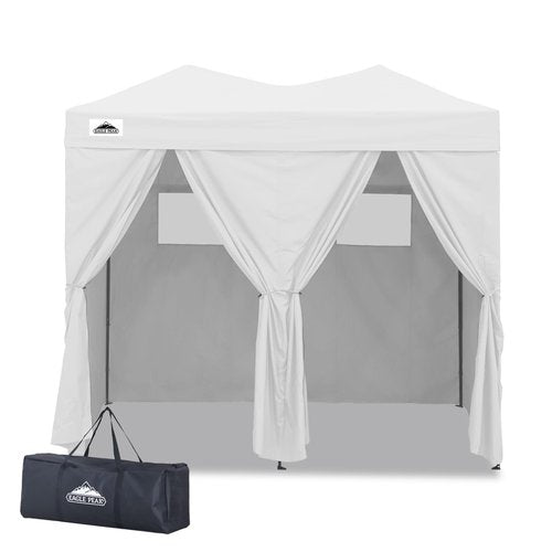 EAGLE PEAK Outdoor Changing Room 8x4, 2 Room Pop Up Portable Changing Room, Sun Shelter, Pop Up Changing Tent for Beach or Pool, Portable Dressing Room for Photoshoots (White)