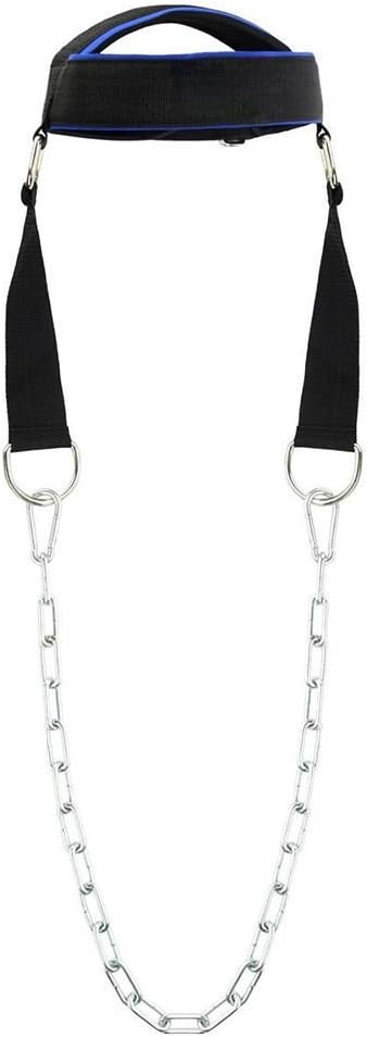 Padded Neck Training Head Harness with Chain Weight Lifting Chin & Head Neck Exerciser Straps Gym Bodbuilding Equipment for Stronger Neck
