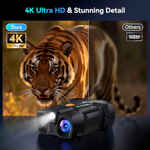 Night Vision Binoculars with 4.5" Screen 4K IR Goggles - Outdoor Hunting & Wildlife Observation