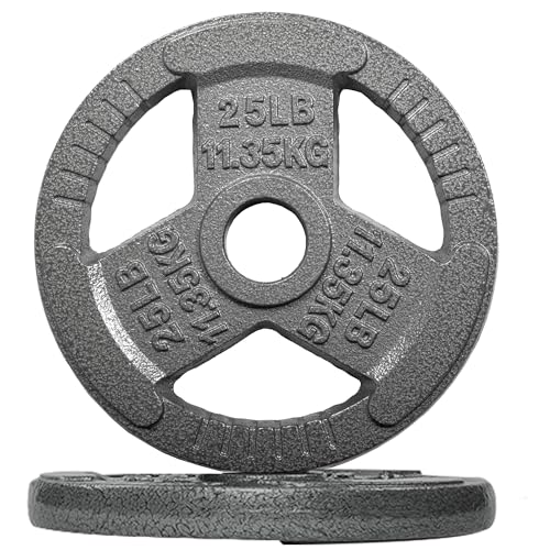 Fitvids Olympic Cast Iron 2-Inch Weight Plate for Strength Training & Weightlifting, Home Gym, Multiple Weights Available