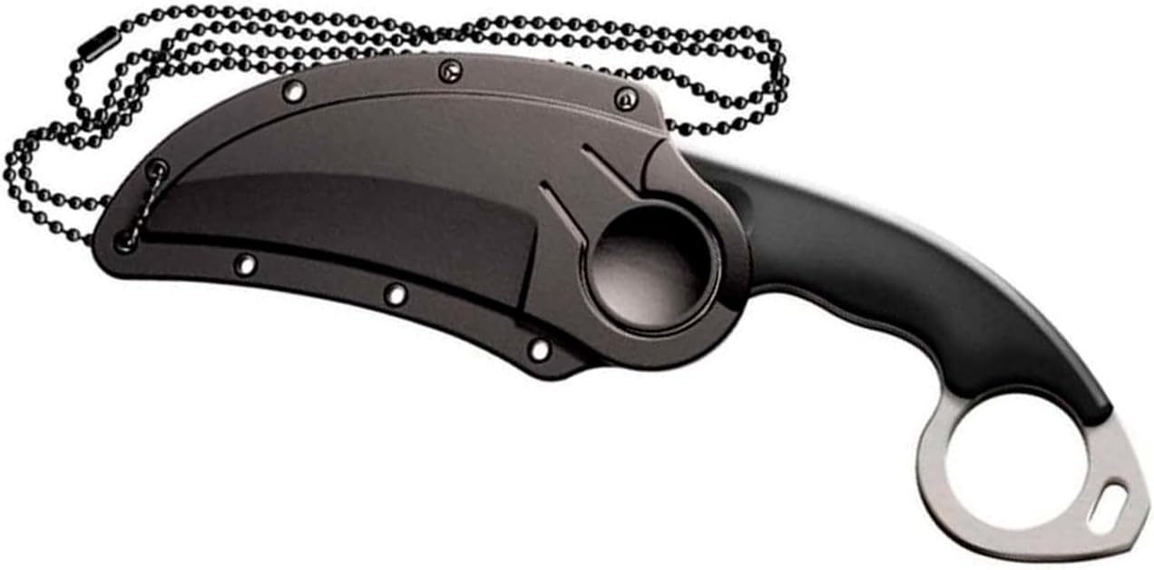 Cold Steel Double Agent Durable Lightweight Japanese AUS8A Steel Karambit Shape 3" Fixed Blade Tactical Outdoor Hunting Knife, Kray-Ex Handle, Secure-Ex Sheath