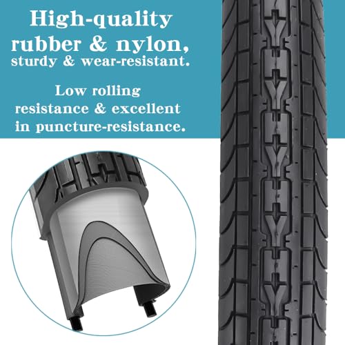26x2.35 Inch Cruiser Beach Bike Tire with 2 Tubes and Levers - Black White Wall