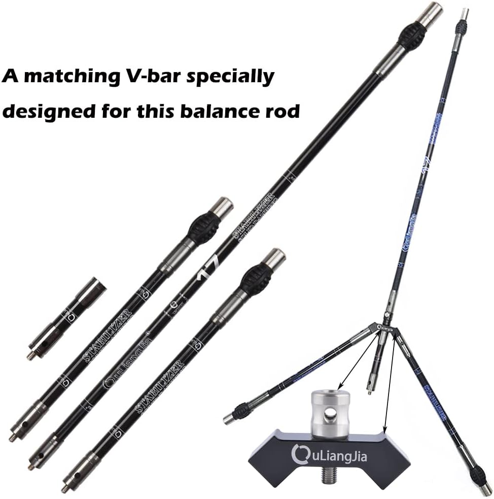 ZSHJGJR Archery Bow Stabilizer Balance Bar Rod System 3-30 Inch Carbon Fiber Stabilizer Damping Shock Absorber for Recurve Compound Bow