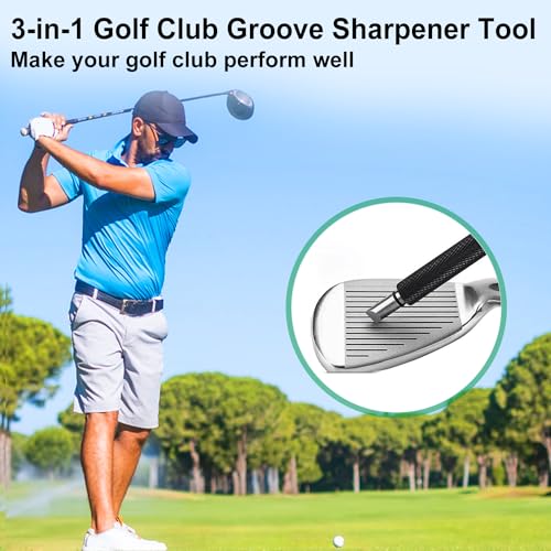 Golf Club Groove Sharpener 3-in-1 Cleaning & Sharpening Tool for Wedge and Iron