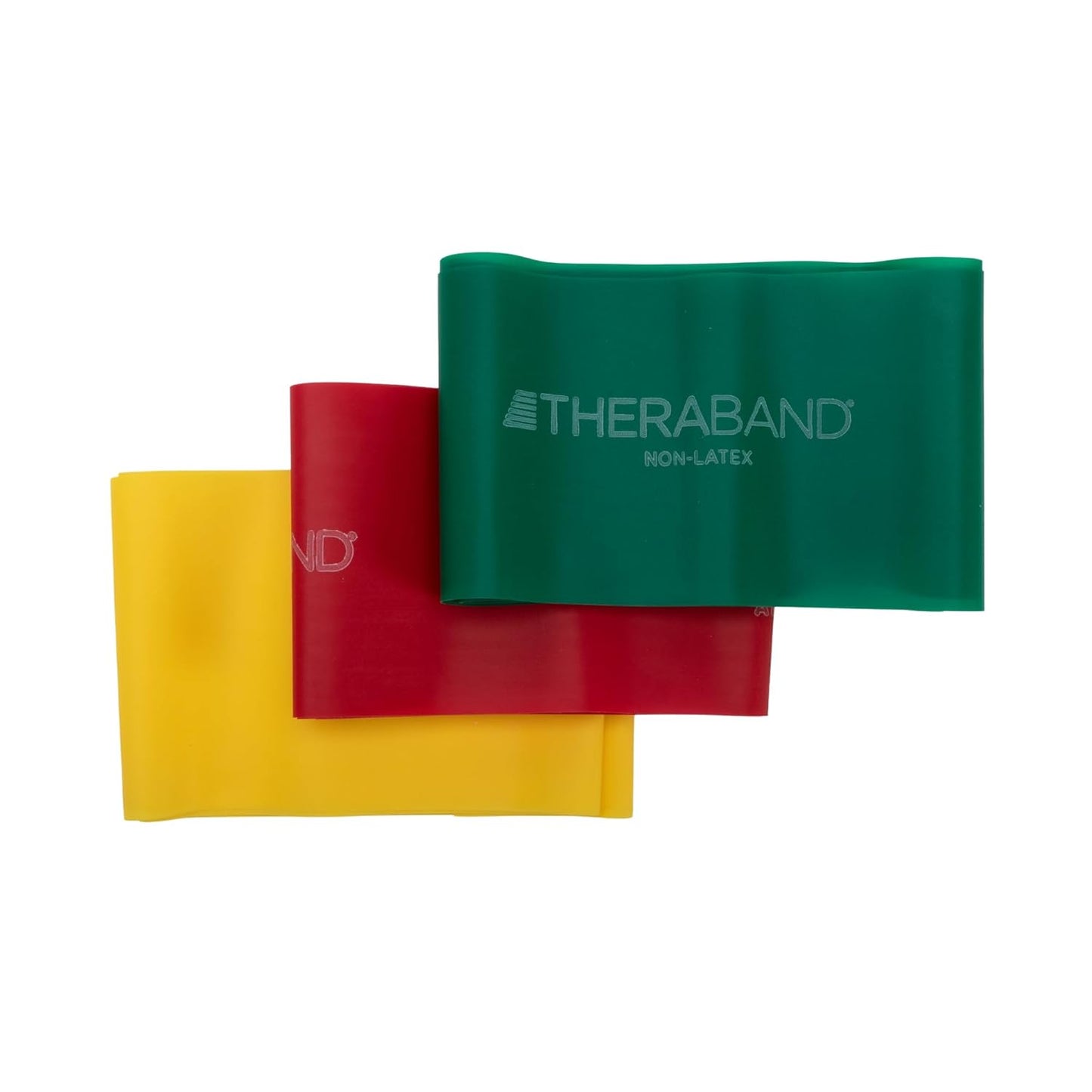 THERABAND Resistance Bands Set - Non-Latex Elastic Exercise Bands for Strength Training & Physical Therapy - Beginner Kit with Yellow, Red, Green