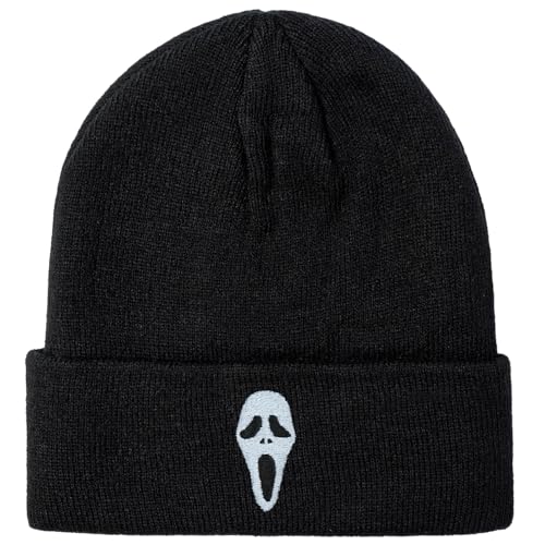 Cool Beanies Embroidered Knit Hats Beanie Fall Winter Black Graphic Knit Hat Cap for Women Men