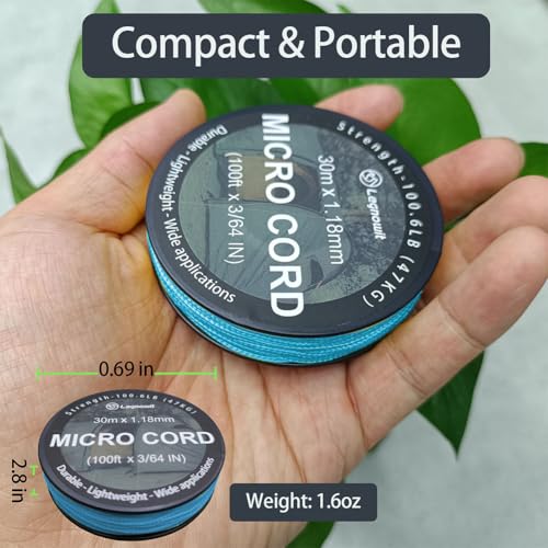 Micro Paracord 1.18mm x 100ft - Turquoise & Purple 2 Pack, Nylon Craft Cord