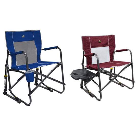 GCI Outdoor Freestyle Rocker Folding Camp Chairs, Rocking Chair and XL Rocking Chair with Side Table