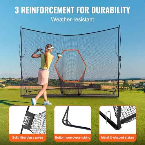 VEVOR Golf Practice Net, Indoor Hitting Net for Baseball, Hockey, Soccer, Heavy Duty Nylon DIY Ball Net, Sports Netting Barrier for Backyard Driving Training Swing