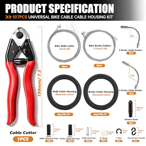 Universal Bike Cable Cutter Set with Black and Red Handles - Stainless Steel