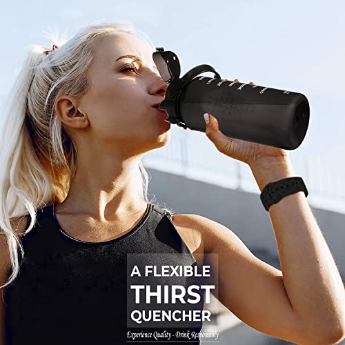 64 oz Hydration Water Bottle with Time Markers Leak Proof BPA Free Sports Flask