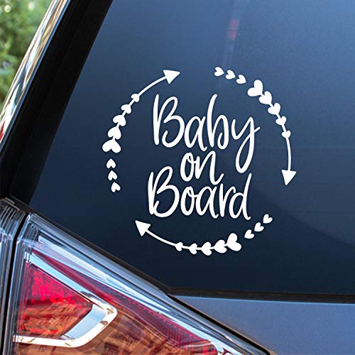Baby On Board Vinyl Car Sticker - White Decal for Cars, Trucks, Vans & Walls | 5.5 x 5.5 inches