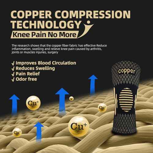 Lusenone Copper Knee Braces for Knee Pain Women & Men - Best Knee Compression Sleeve for Arthritis, ACL, Meniscus Tear, Joint Pain Relief, Best knee Support for Running,Weightlifting,Working Out