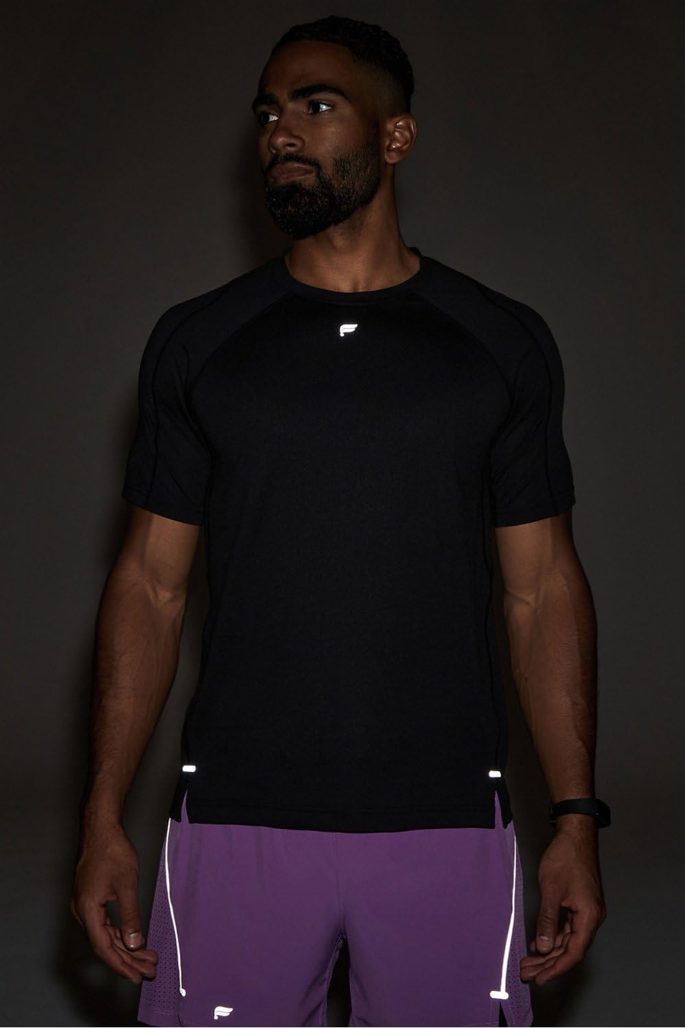 Fabletics Men's The 02 Tee, Performance Running, Jogging, Training, Ultra Lightweight, Reflective, Breathable, XS, Black