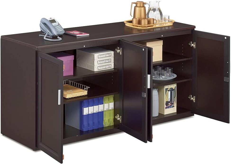 NBF Work Office Credenza - Modern Buffet Cabinet with Storage - Credenza Storage Cabinet with Drawers - Office Credenza with Gray Laminate (72" W x 24" D)