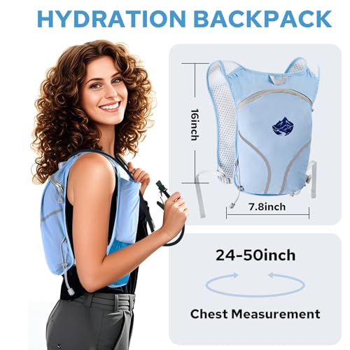 Lightweight Running Vest for Women Men, Adjustable Hydration Backpack with 500ml TPU Soft Flask, Breathable Reflective Large Capacity Water Backpack for Running Cycling Marathon Hiking