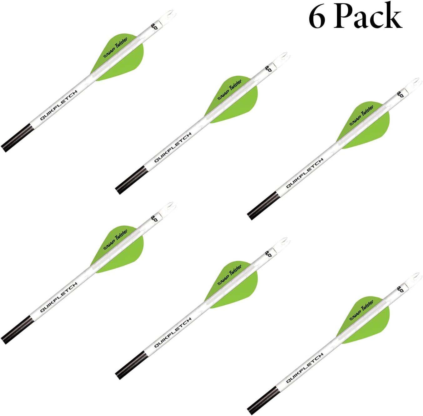 New Archery Products Quikfletch Twister 2" 3-Vane Stabilizing Fletching for Increased Accuracy of Compound Bow Arrows & Crossbow Bolts - 6 Pack