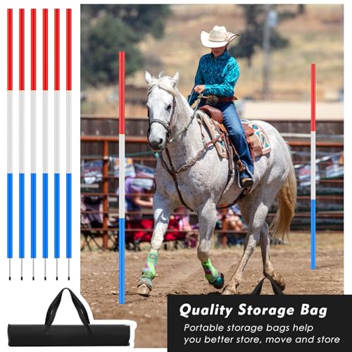 Horse Training Agility Poles Set - 6 Pack, 6ft Impact-Resistant Plastic, High Visibility