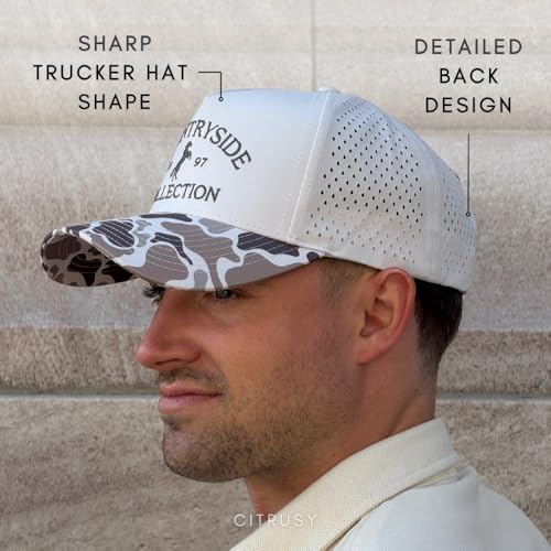 Citrusy Athletic Trucker Golf Hat - Countryside Camo Performance 5 Panel Cap