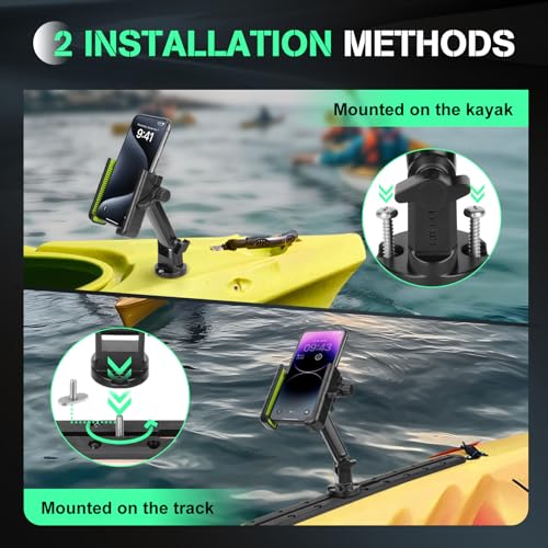 Hikeen Kayak Phone Holder, 360¡ÆAdjustable Phone Holder with Long Arm, Kayak Fishing Accessories, Kayak Phone Mount Compatible with Smartphone from 4''-7''£¨1Pack£©