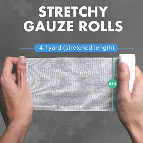 48 Pack Medical-Grade Gauze Rolls 4 Inch x 4.1 Yards - Sterile, Hypoallergenic, Breathable Wound Wraps for First Aid & Wound Care