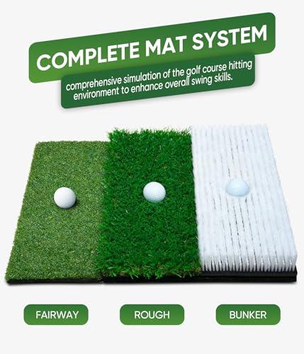 Golf Hitting Mat System with Bunker, Fairway & Rough - Indoor & Outdoor Practice