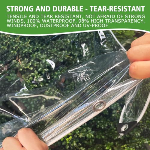 8x10 Heavy Duty Clear Tarp 15MIL Waterproof with Grommets - SHADEPLUS