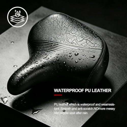Wide Bike Seat Comfort Bicycle Saddle with Dual Shock Absorption - Black, Large