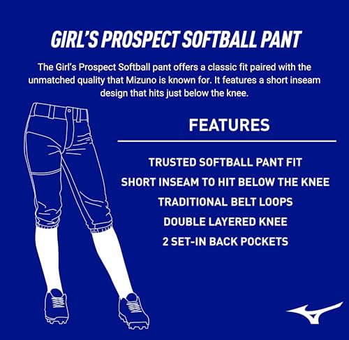 Youth Girl's Prospect Softball Pants Medium White - Lightweight Durable Athletic Wear