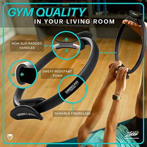 URBNFit Pilates Ring - 12" Magic Circle w/Dual Grip, Foam Pads for Inner Thigh Workout, Toning, Fitness & Pelvic Floor Exercise - Yoga Rings w/Bonus Exercise Guide
