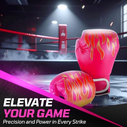 Kids Boxing Gloves 4oz Pink Blaze - Training Punch Mitts for Ages 3-8